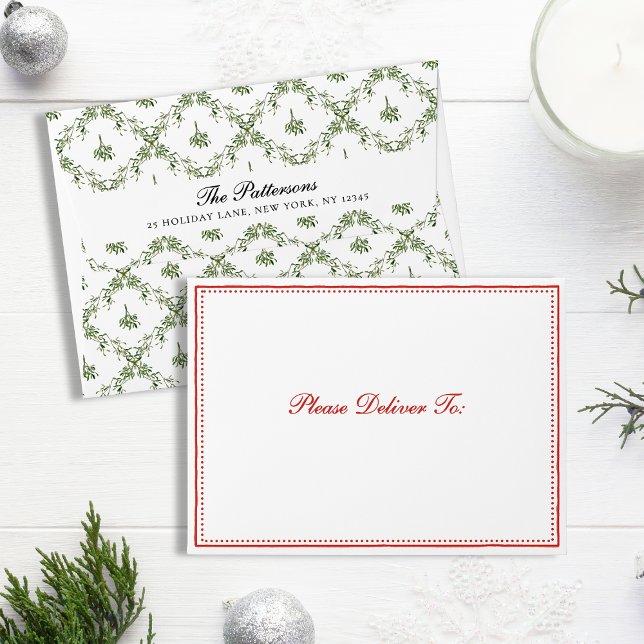 Happy Holidays Mistletoe Floral Custom Christmas Envelope (Creator Uploaded)