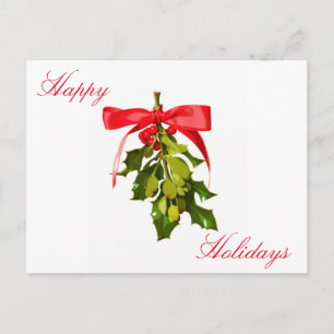 Happy holidays mistletoe holiday postcard