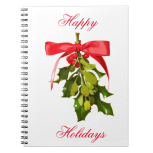 happy holidays mistletoe spiral notebook