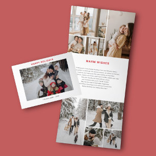 Happy Holidays Modern 12 Photo Tri-Fold Holiday Card