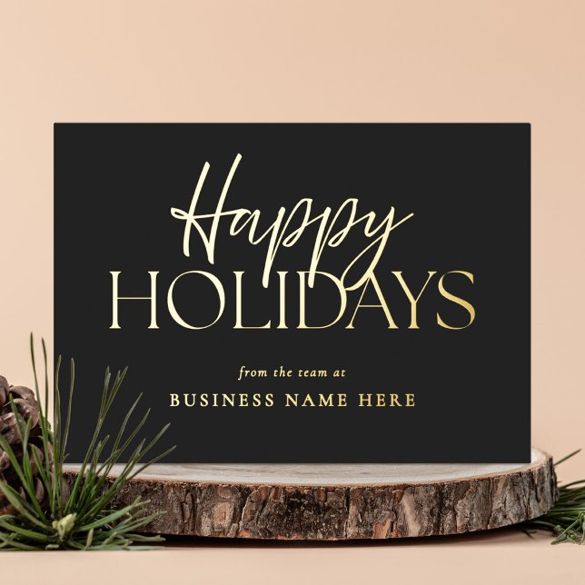 Happy Holidays Modern Black Gold Script Business (Creator Uploaded)