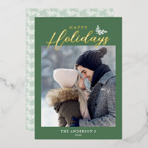 Happy Holidays Modern Calligraphy Photo Gold