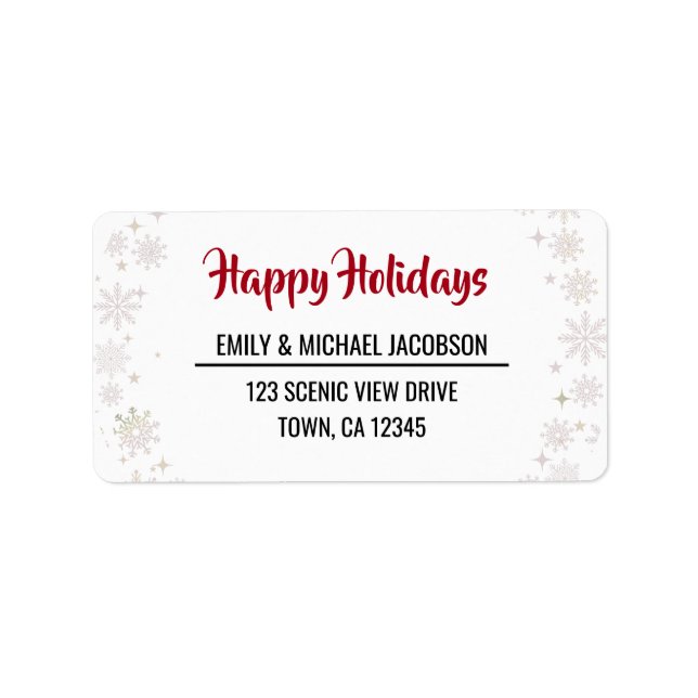 Happy Holidays Modern Chic Typography Snowflakes Label (Front)