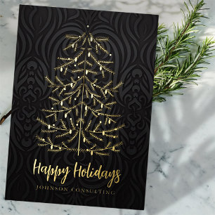 Happy Holidays Modern Christmas Tree Damask