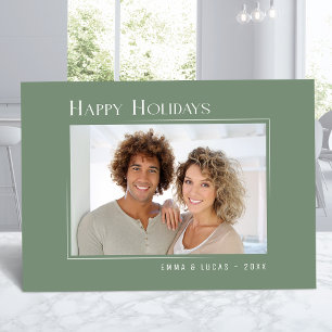 Happy Holidays Modern Elegant Simple Sage Green Holiday Card