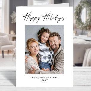 Happy Holidays Modern Elegant Stylish Photo Holiday Card