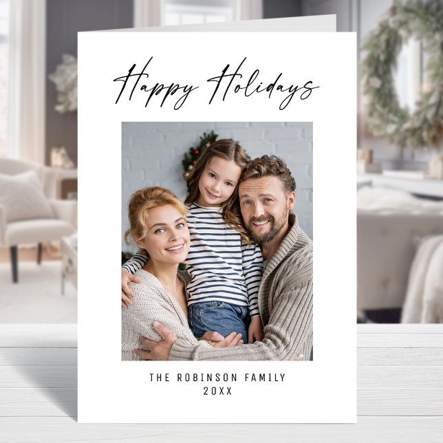 Happy Holidays Modern Elegant Stylish Photo Holiday Card (Available in high quality print or digital download for quick text messaging, email or self print.)