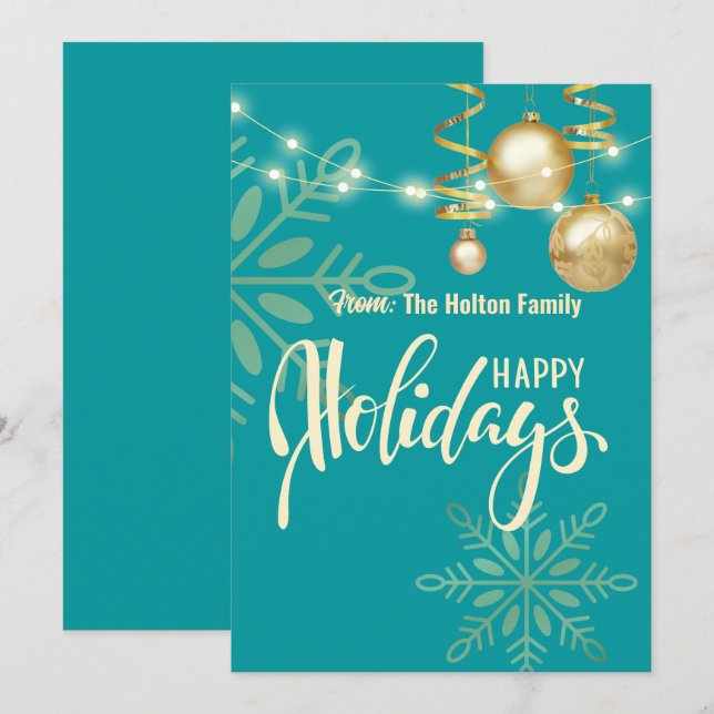 Happy holidays modern green Christmas  Invitation (Front/Back)