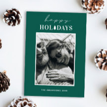 Happy Holidays | Modern Green Christmas Photo