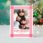 Happy Holidays Modern Grid Photo Red Christmas