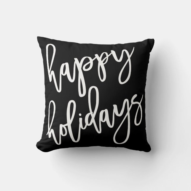 Happy Holidays Modern Lettering Cushion (Front)