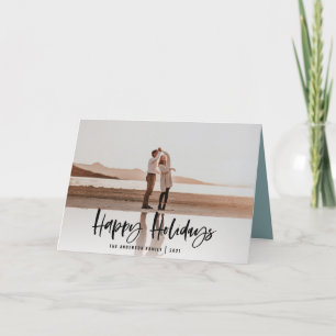 Happy holidays modern, minimal photo christmas holiday card