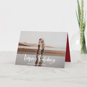 Happy holidays modern, minimal photo christmas holiday card