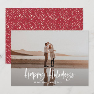 Happy holidays modern, minimal photo christmas holiday card