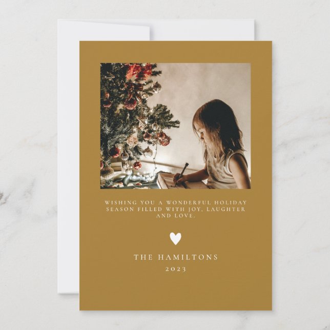 Happy Holidays Modern Minimalist Gold Card (Back)