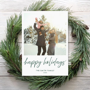Happy Holidays Modern Minimalist Photo Holiday Card