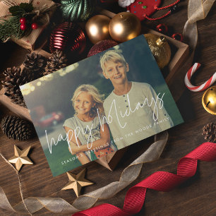 Happy Holidays Modern Minimalist Photo Holiday Card