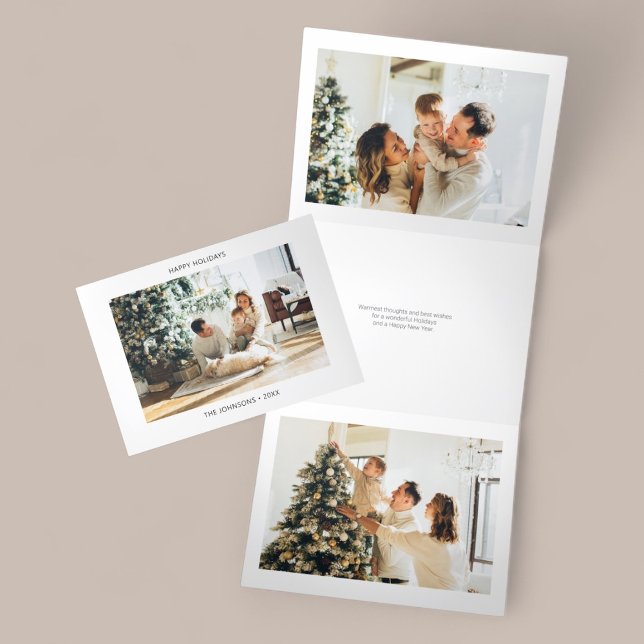 Happy Holidays Modern Minimalist Photo Tri-Fold Holiday Card (Creator Uploaded)