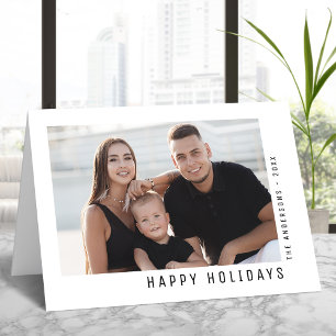 Happy Holidays Modern Minimalist Simple Photo Holiday Card