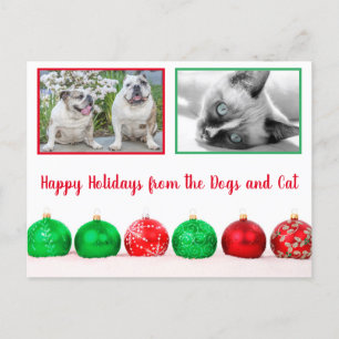 Happy Holidays Modern Pet Photo Postcard