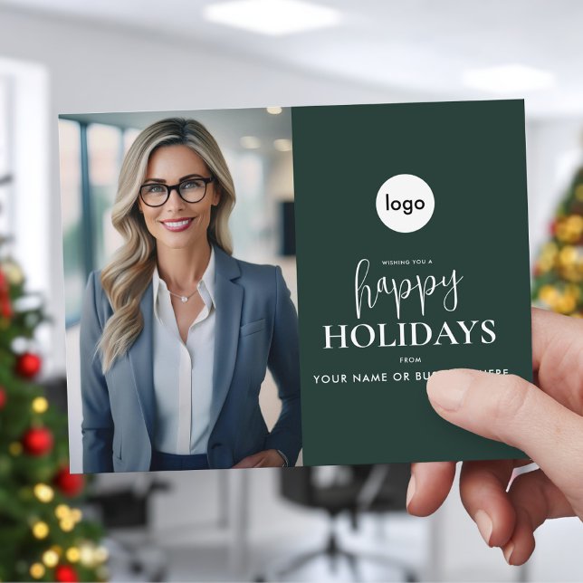 Happy Holidays Modern Photo Business Holiday Card (Creator Uploaded)