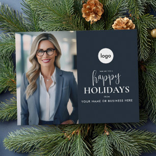 Happy Holidays Modern Photo Business Holiday Card