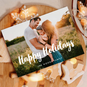 Happy Holidays Modern Photo Christmas Holiday Card