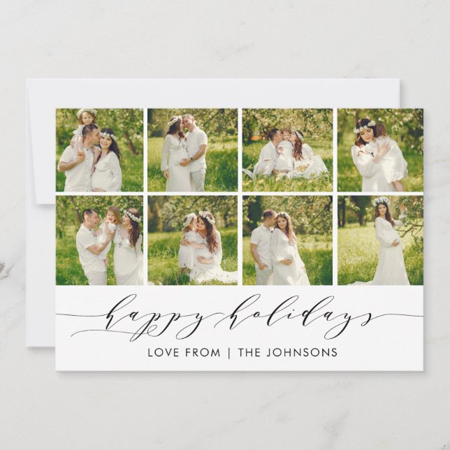 Happy Holidays Modern Photo Collage Card (Front)