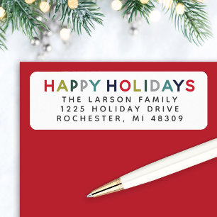 Happy Holidays Modern Rainbow Return Address