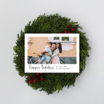 Happy Holidays Modern Script Minimal Photo Holiday Card<br><div class="desc">Spread cheer this holiday season with this stylish and chic holiday photo card. Featuring elegant and modern brush script that says "Mele Kalikimaka" with an ink texture.</div>