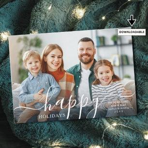 HAPPY HOLIDAYS Modern Script Photo Overlay Holiday Card