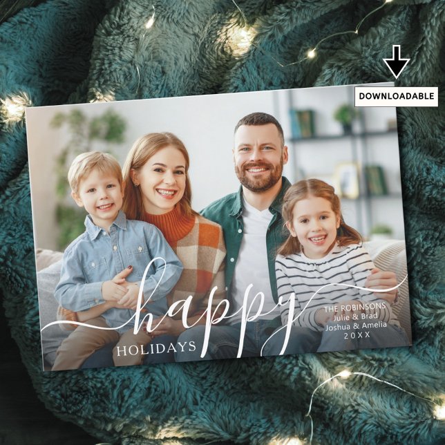 HAPPY HOLIDAYS Modern Script Photo Overlay Holiday Card (Creator Uploaded)