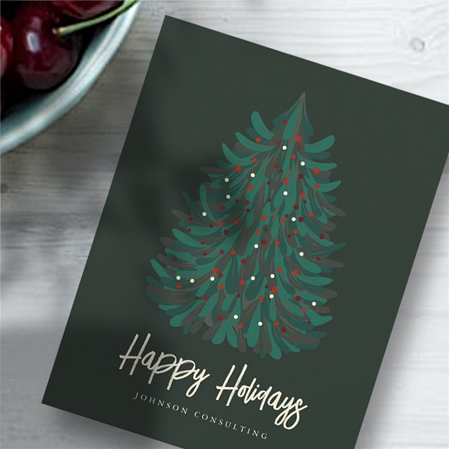 Happy Holidays Modern Simple Christmas Tree Holiday Card (Creator Uploaded)