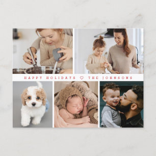 Happy Holidays Modern Simple Family Photo Memories Holiday Postcard