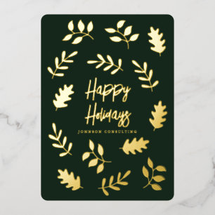 Happy Holidays Modern Simple Foliage Botanical