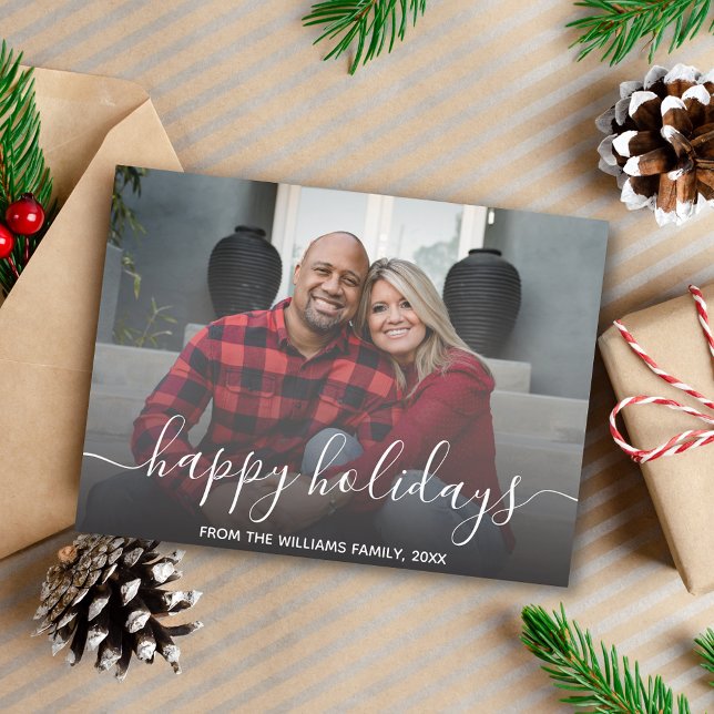 happy holidays modern simple handwriting photo   postcard (Creator Uploaded)