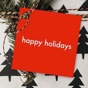 Happy Holidays Modern Simple Minimal Bright Red Favour Tags