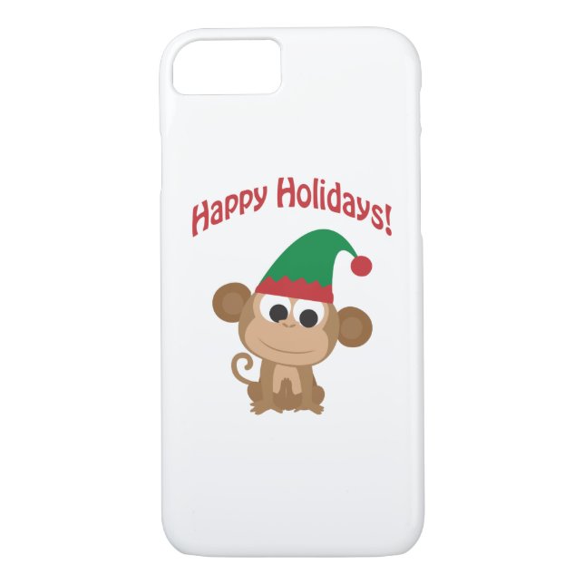 Happy Holidays! Monkey Christmas Elf Case-Mate iPhone Case (Back)