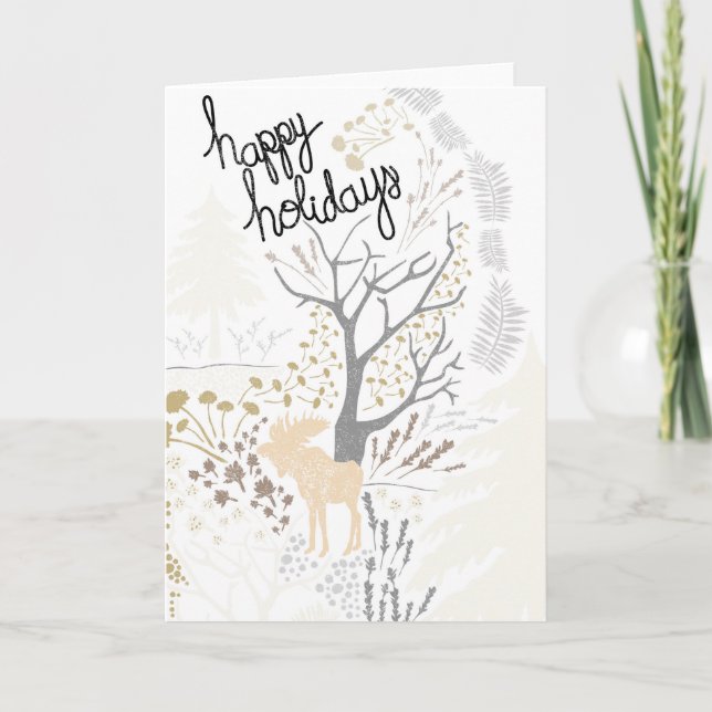 Happy Holidays Moose  Holiday Card (Front)