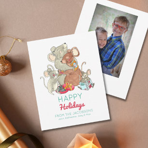 Happy Holidays Mouse Family Photo Holiday Card