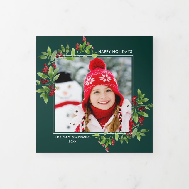 Happy Holidays. Multi Photo Tri-Fold Holiday Card (Cover)