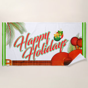 Happy Holidays / Musical Instruments Beach Towel