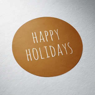 Happy Holidays. Mustard yellow cute Christmas Classic Round Sticker