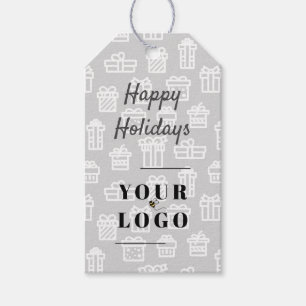 Happy Holidays My Custom Logo Business Pattern Gift Tags