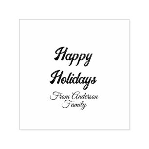 Happy holidays name family gifts stylish retro boh self-inking stamp
