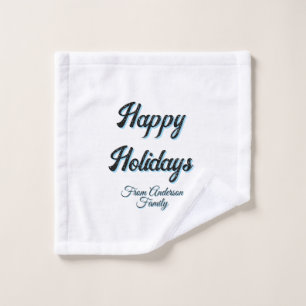 Happy holidays name family gifts stylish retro boh wash cloth