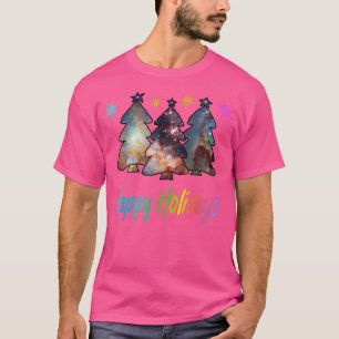 Happy Holidays NASA Nebulas Colourful Stars Christ T-Shirt