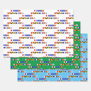 Happy Holidays Nautical Signal Flag DIY BG Colours Wrapping Paper Sheet