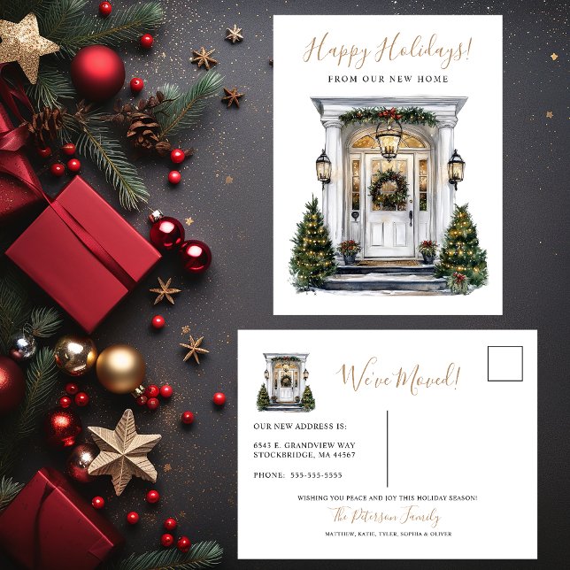 Happy Holidays New Home Front Door Moving Announcement Postcard (Creator Uploaded)