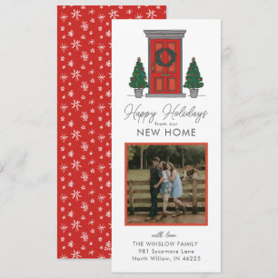 Happy Holidays New Home Illustrated Moving Announc Holiday Card
